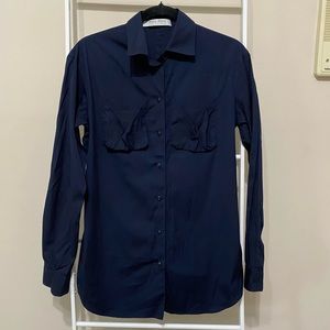 Miu Miu Navy Blue V Pocket Button Down Shirt